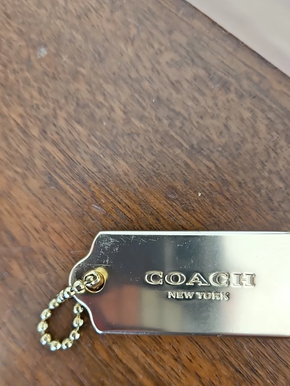 Coach Bag Hang Tag With Ball Chain.